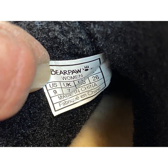 Bearpaw Krista Boots Women 9 Black Suede Waterproof Hikercore Cozycore Luxe Chic - Picture 7 of 8